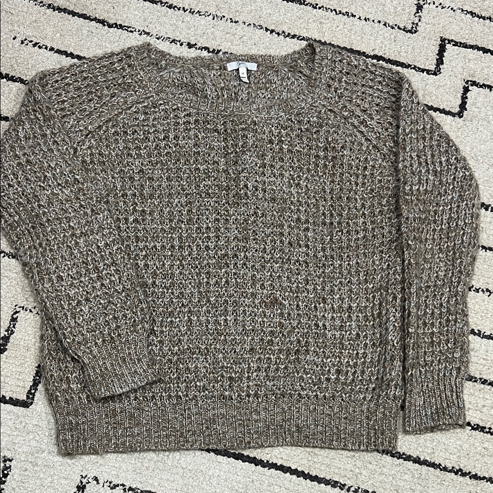 Joie Textured Knit Sweater in Brown and Cream